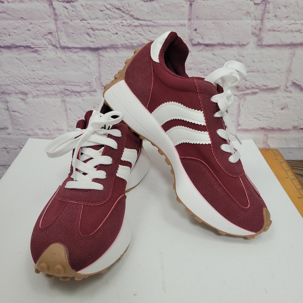 STAY REAL Burgundy Suede Platform Sneakers Womens Size EU 41 Chunky Y2K Retro